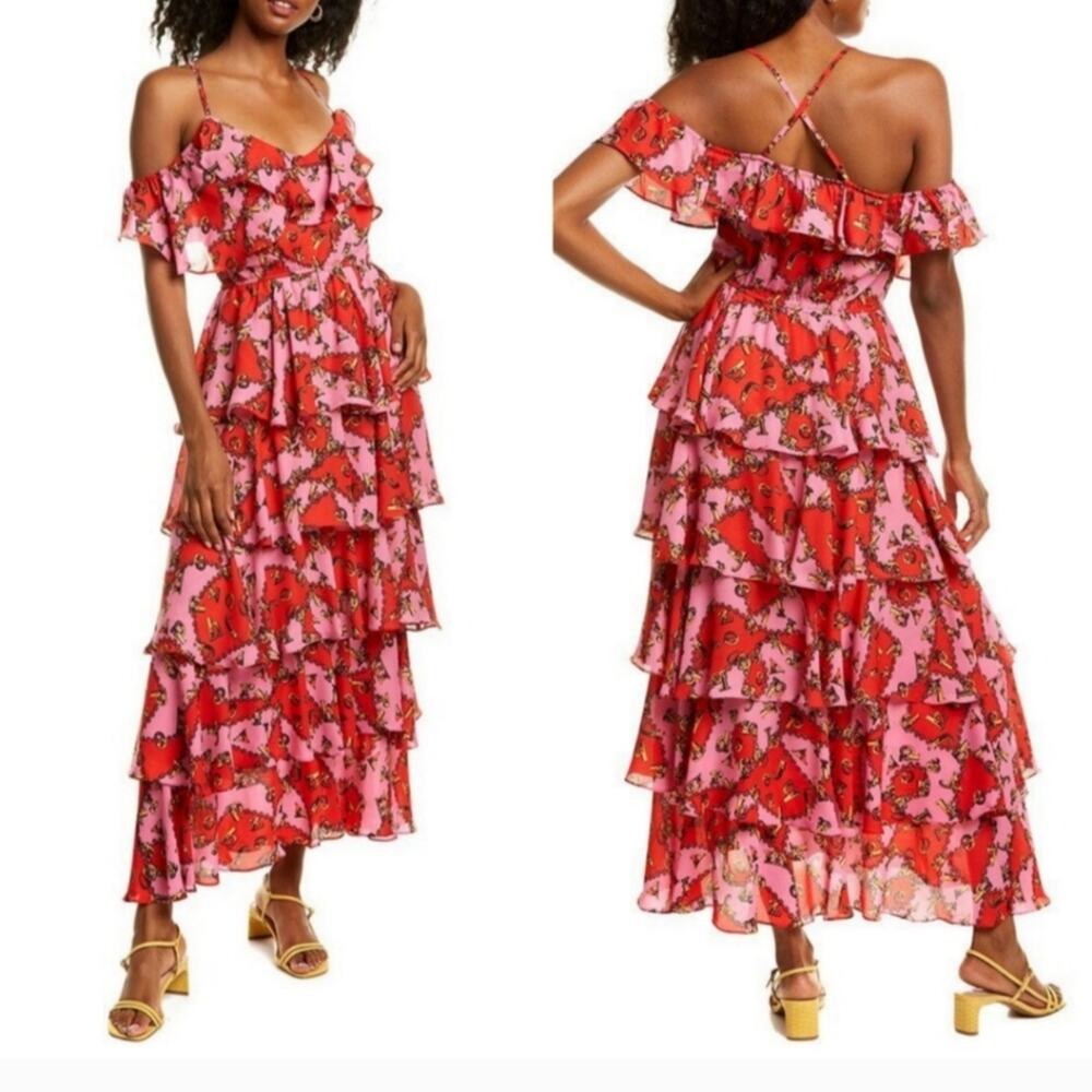 Kendall & Kylie Lucky Charm Layered tiered Dress Ruffle Summer Sz 8-10